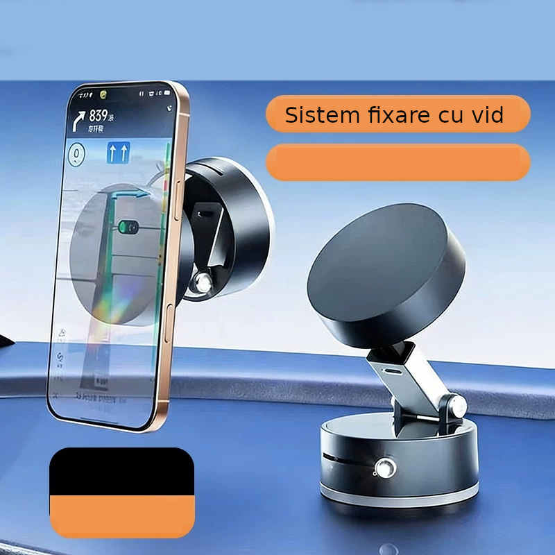 VacuumGrip™ Pro – Suport Magnetic Telefon cu Vacuum și Rotire 360°